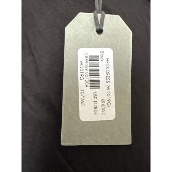 AllSaints Helix Draped Dress Indigo Black Size 2 NWT $178 Orig. Asymmetric Hem - Picture 10 of 14